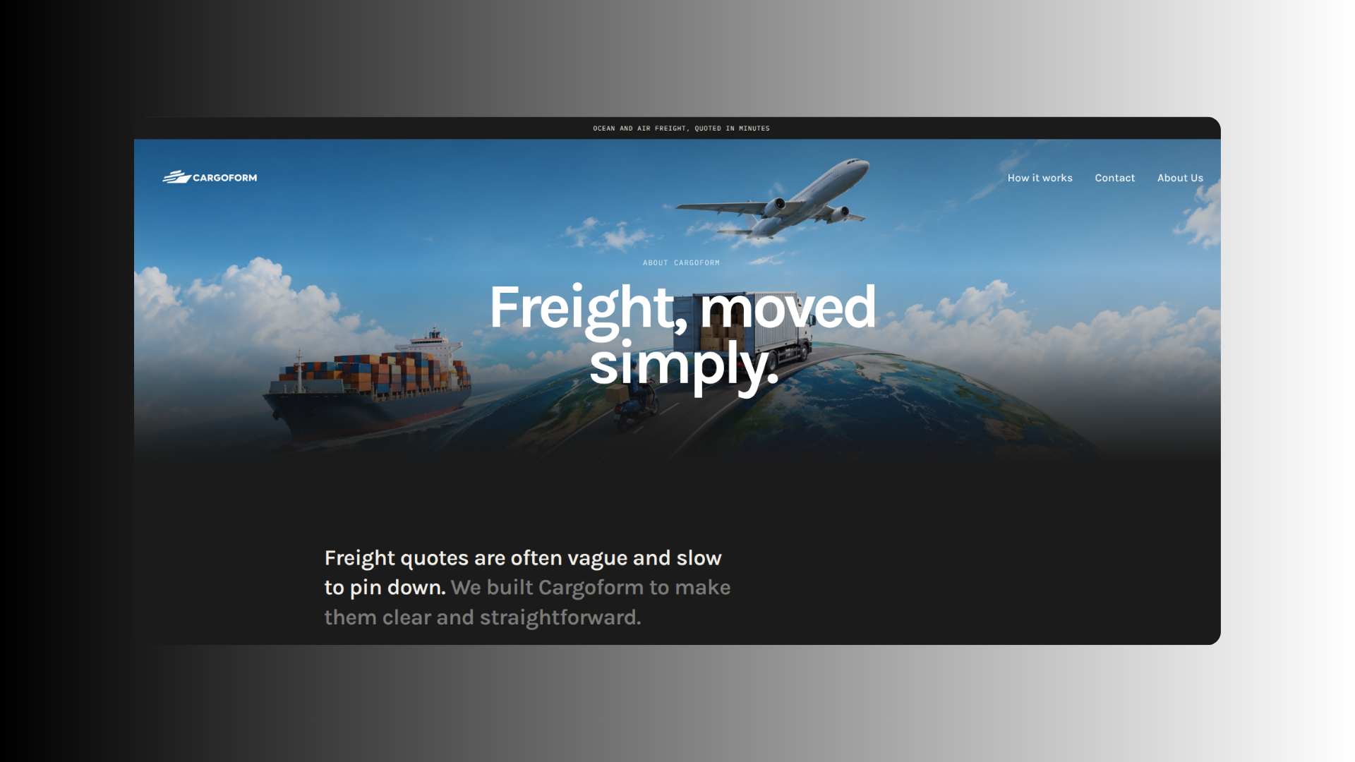 Cargoform homepage screenshot