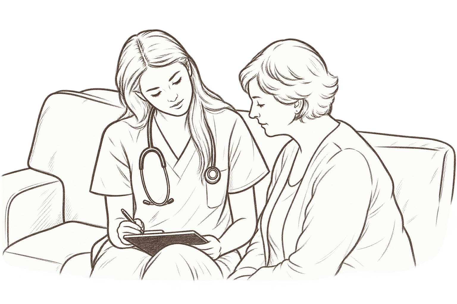 Illustration of a doctor consulting with a patient